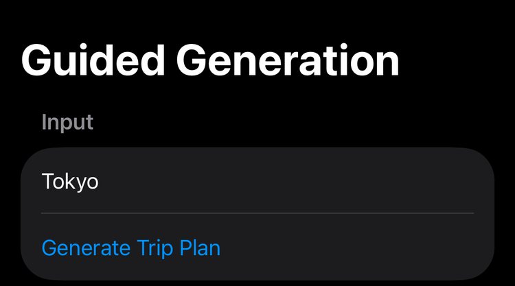 ai-demo Guided Generation tab — structured trip-plan form